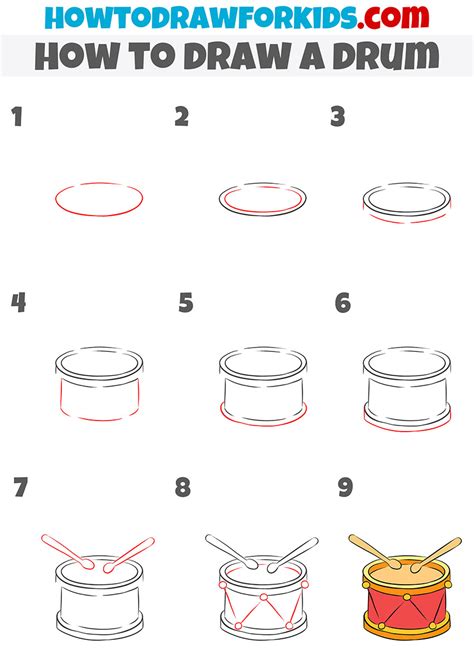 How to Draw a Drum - Easy Drawing Tutorial For Kids