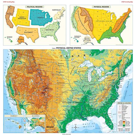 Large detailed physical map of the USA. The USA large detailed physical ...