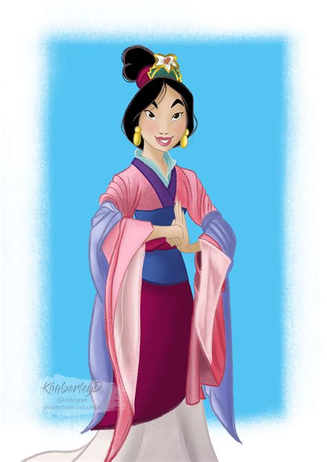 Mulan Disney Princess Pink Dress Drawing