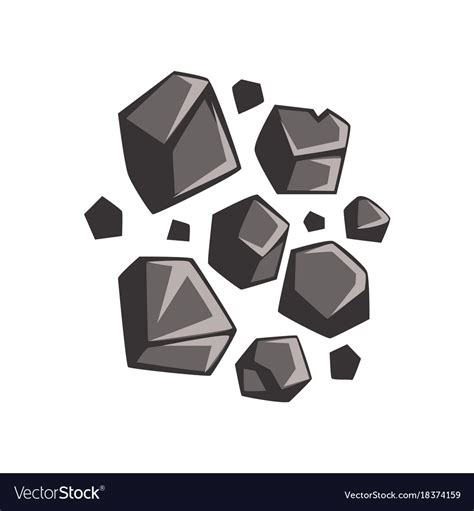 Flat cartoon lumps of coal Royalty Free Vector Image