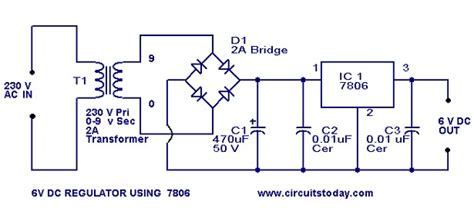 6 Volt regulator circuit using 7806-Voltage regulator IC