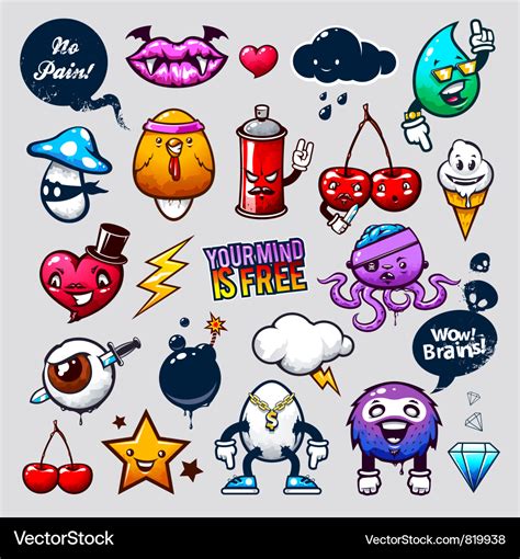 Graffiti bizarre characters Royalty Free Vector Image