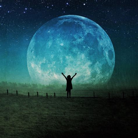 full super moon photo, blue moon, surreal landscape fine art photograph ...