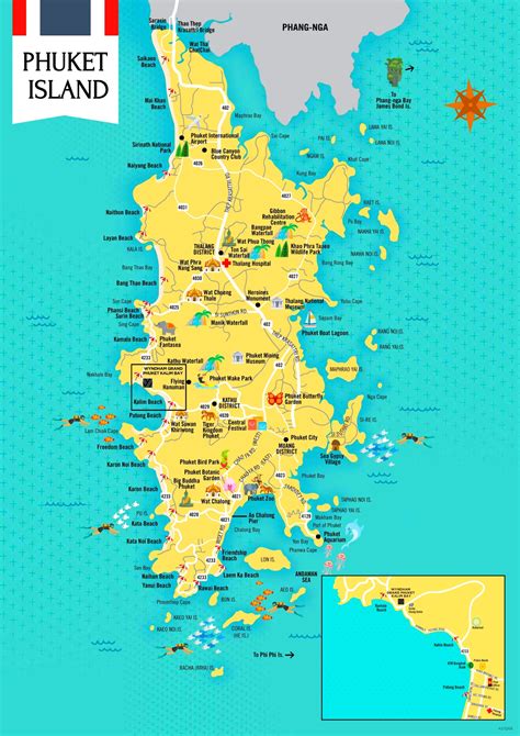 Phuket Tourist Attractions Map - Ontheworldmap.com