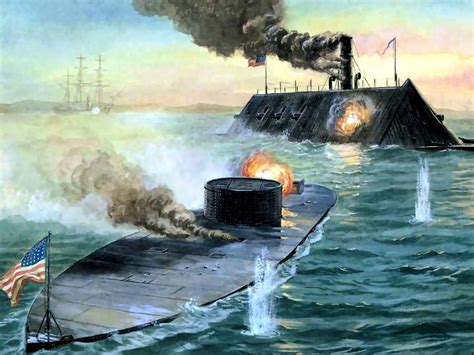 The first battle of Ironclad Warships, USS Monitor vs. CSS Virginia ...