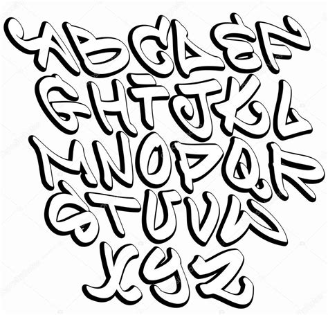 Graffiti font alphabet letters. Hip hop type grafitti design — Stock ...