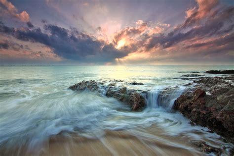 Beach Sea Dawn Dusk Landscape Ocean Rocks Sunlight Wallpaper,HD Nature ...