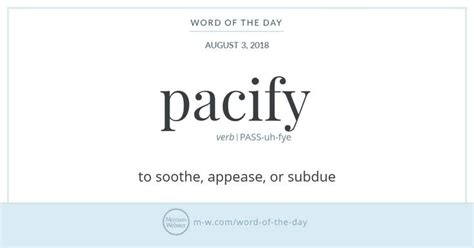 Word of the Day: Pacify | Word of the day, Uncommon words, Words