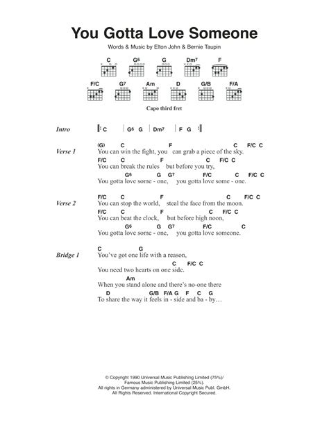 You Gotta Love Someone by Elton John - Guitar Chords/Lyrics - Guitar ...