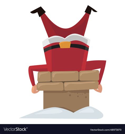 Santa stuck in chimney cartoon Royalty Free Vector Image