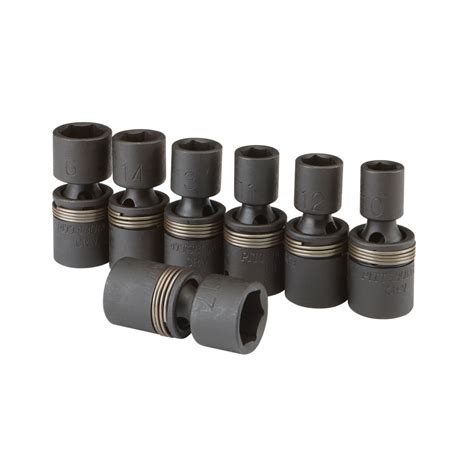 3/8 in. Drive Metric Impact Swivel Socket Set, 7 Piece