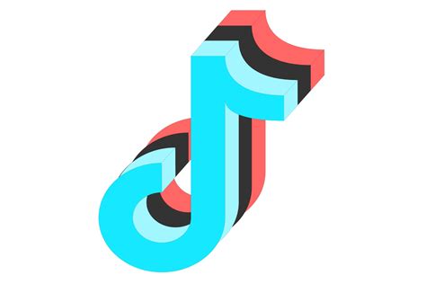 Tiktok Three music note in 3d in blue, black and red colors isolated on ...