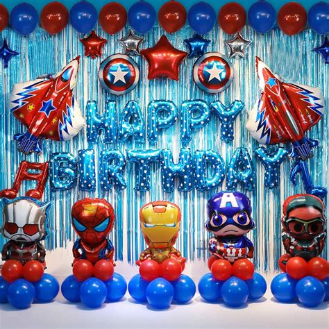 Buy Superhero Balloon Themed Birthday Party Backdrop Decorations Party ...