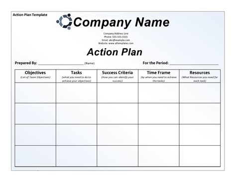 Sample Action Plan Template Excel