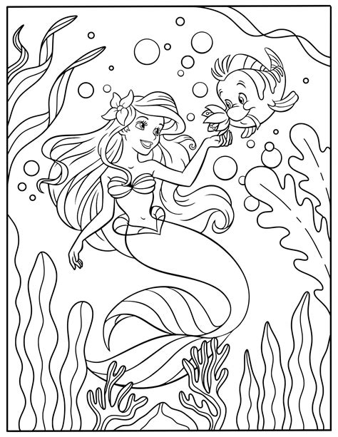 Ariel Coloring Pages For Kids Printable