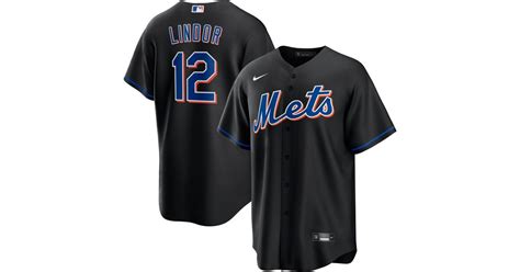 Nike New York Mets Francisco Lindor #12 Black Cool Base Alternate ...