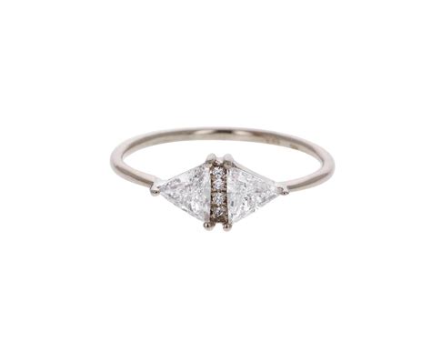 White Gold Vintage Diamond Triangle Ring