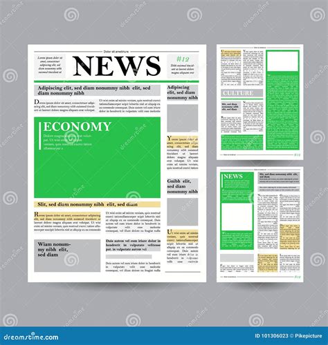 Newspaper Design Template Vector. Financial Articles, Advertising ...