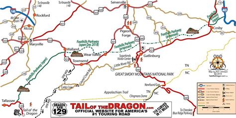 Foothills Parkwy – Tail of the Dragon Maps | Tennessee map, Nc map ...