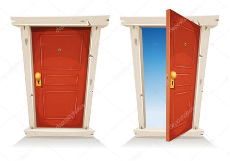 Red Door Open And Closed Stock Vector by ©benchyb 106471078