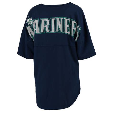 Women's Seattle Mariners Navy Oversized Spirit Jersey V-Neck T-Shirt