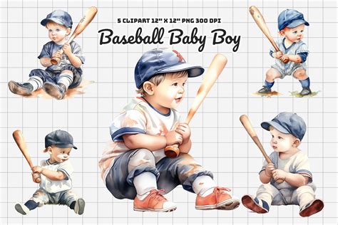 Baseball Baby Boy Watercolor Clipart Gráfico por Gemstone · Creative ...