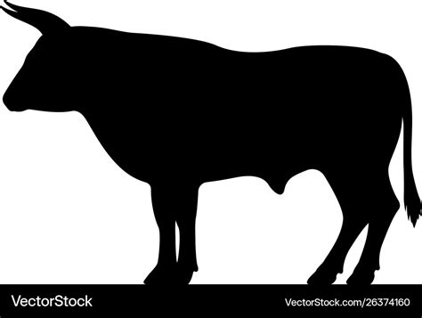 Black silhouette a bull Royalty Free Vector Image