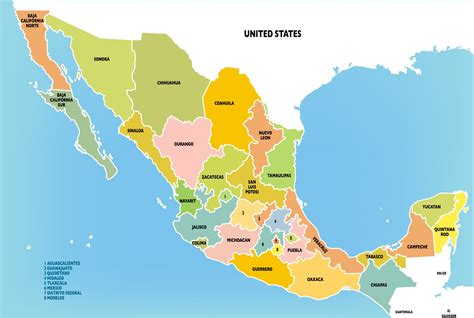 Mapas de México con y sin nombres de ciudades y estados