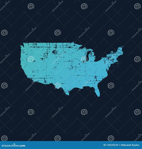 Blue Grunge USA Map. Stock Vector Illustration Isolated on Blue ...