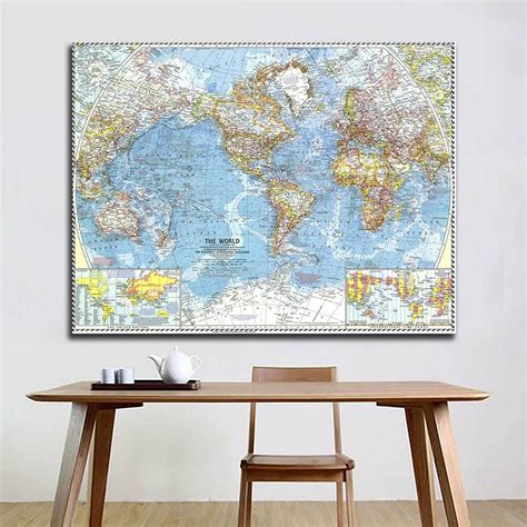 World Map Classic Map Canvas Painting Wall Art Nordic Decoration Home ...