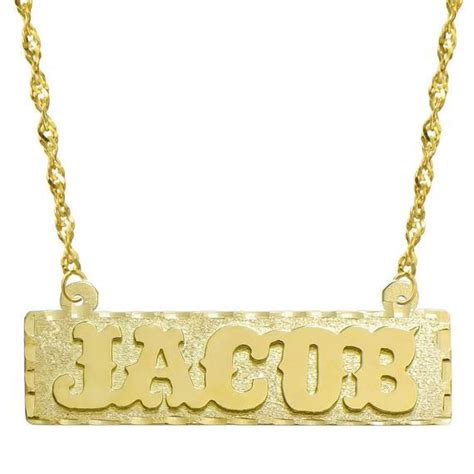 14K Yellow Gold Personalized Name Plate Necklace Style 4 - Etsy ...