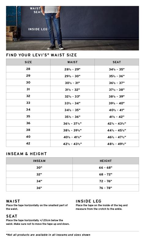 levi sizing chart jeans men Levi's jeans for men sizes