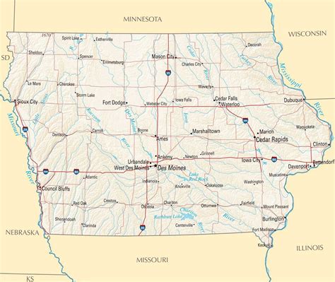 Map of Iowa | State Map of USA | United States Maps