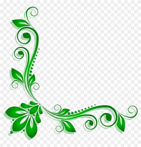 Green Floral Deco Png Clipart - Green Flower Border Png - Free ...