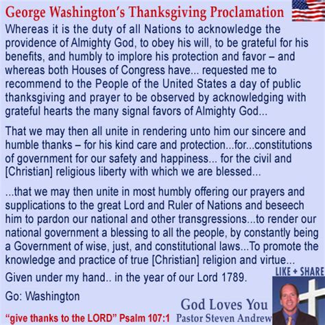 George Washington Thanksgiving Proclamation 1789 - Steven Andrew ...