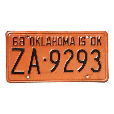 1968 Oklahoma #ZA9293 | OK YOM License Plates