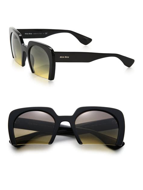 Lyst - Miu Miu Cropped 53mm Square Sunglasses in Black