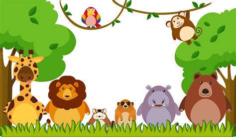 Background template with wild animals in park 447065 Vector Art at Vecteezy