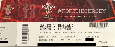 Six Nations - Wales Vs England, 1 x ticket, Principality Stadium, 23rd ...