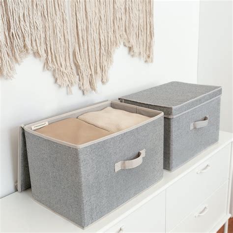 StorageWorks Fabric Storage Bins with Lids & Handles, Decorative ...