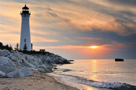 Crisp Point Lighthouse Sunset - Lake Superior, Upper Michigan by John ...