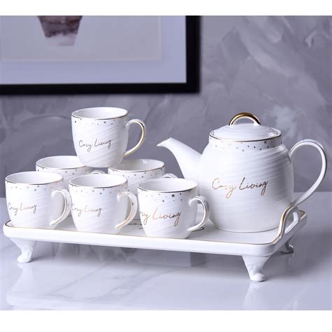 Nordic Minimalist Style Afternoon Tea Cup Sets 8 Pcs Ceramic Coffee Tea ...