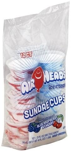 Airheads Sundae Cups, Blue Raspberry & Cherry Ice Cream - 12 ea ...