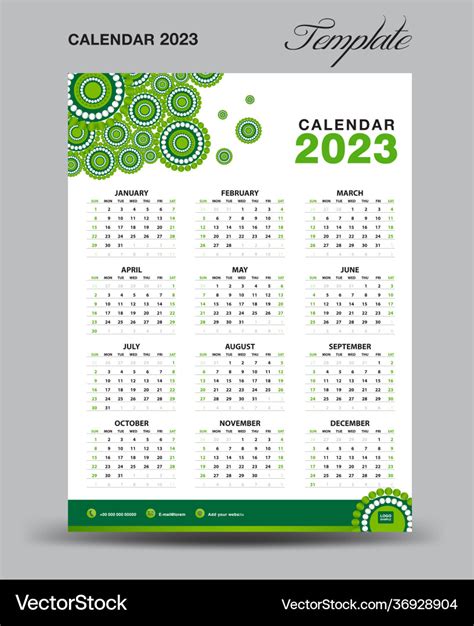 Wall desk calendar 2023 template- calendar design Vector Image