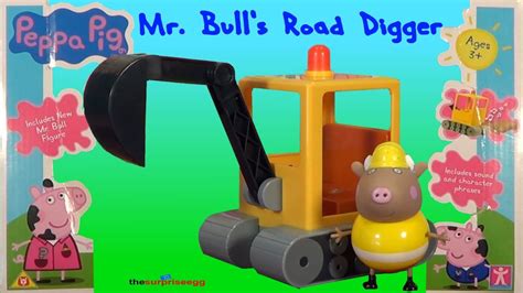 Peppa Pig Mr. Bull's Road Digger Playset vehicle with sound opening ...