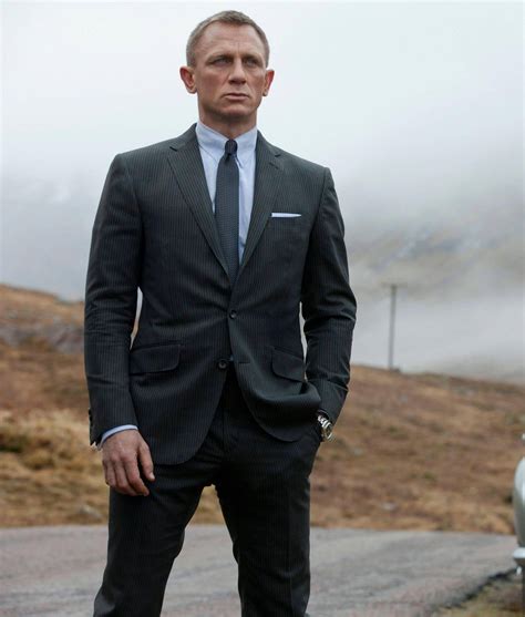 James Bond Skyfall Charcoal Grey Suit - Daniel Craig Pinstripe Suit