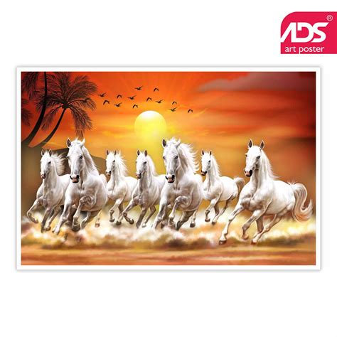 Beautiful seven horse running wall poster | Pinturas de caballos ...