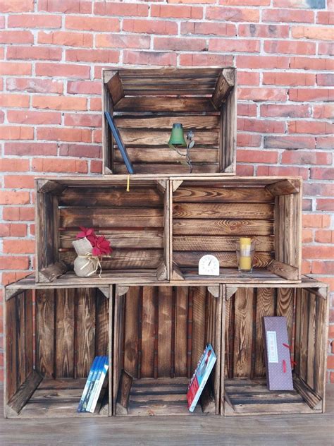 6 Strong&Solid Burnt Wooden Crates – Vintage