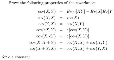 Prove the following properties of the covariance: | Chegg.com