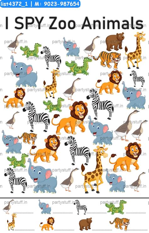 Zoo animals count Paper Games in Animal theme